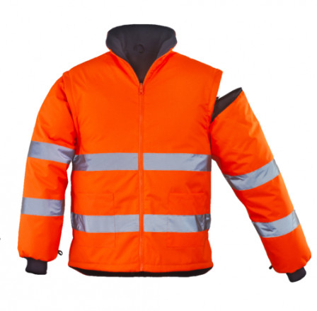 ROADWAY Parka 4/1 polyester hi-viz orange/marine, XXXL