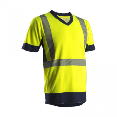 KYRIA T-shirt hi-viz jaune/marine polyester , S classe 2