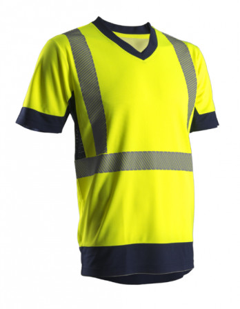 KYRIA T-shirt hi-viz jaune/marine polyester , S classe 2