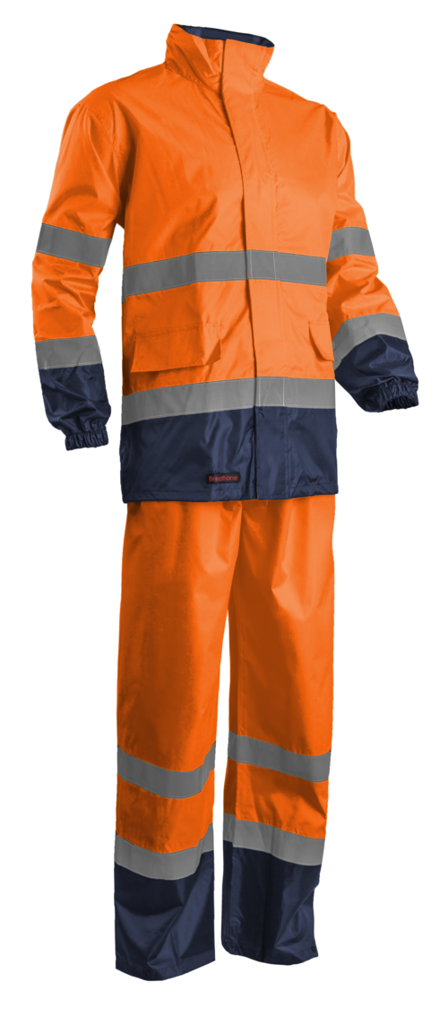 HI WAY Rainsuit hi-viz orange/marine, S classe 3