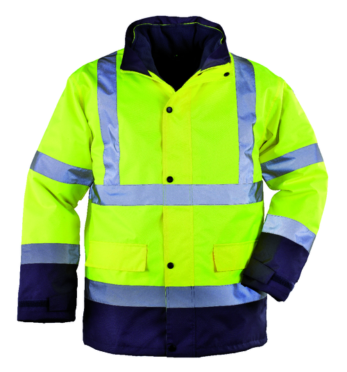 ROADWAY Parka 4/1 polyester hi-viz jaune/marine, L classe 3