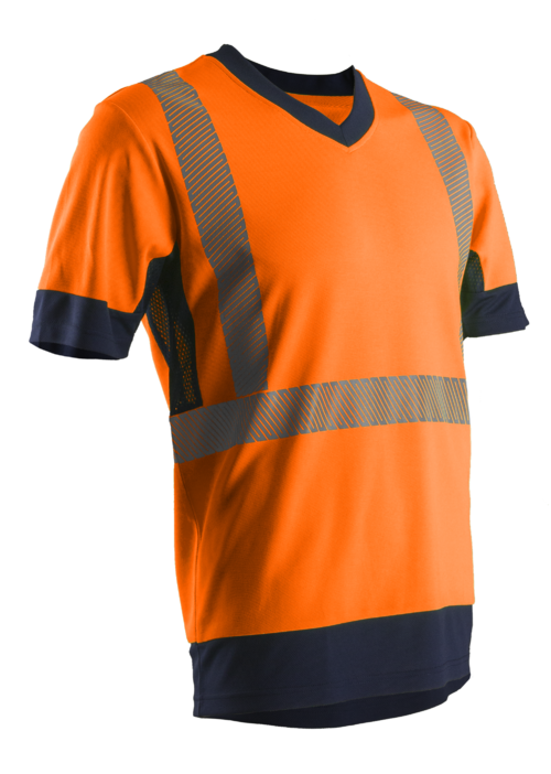 KOMO T-shirt hi-viz orange/marine poly-coton , XL classe 2