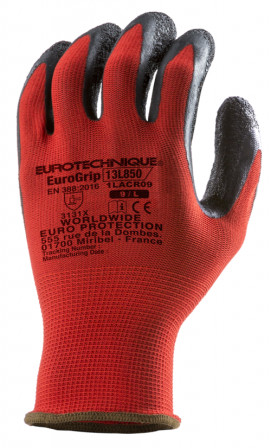 Gants EUROLITE 13L850 J13 PE rouge end. latex noir T8