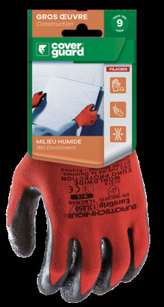 Gants EUROLITE 13L850 J13 PE rouge end. latex noir T8