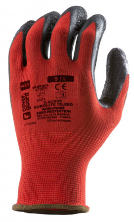 Gants EUROLITE 13L850 J13 PE rouge J13 end. latex noir T7