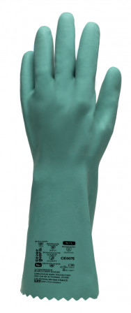 Gants EUROCHEM NI550, nitrile vert coton, 0.85mm, 35cm, T8