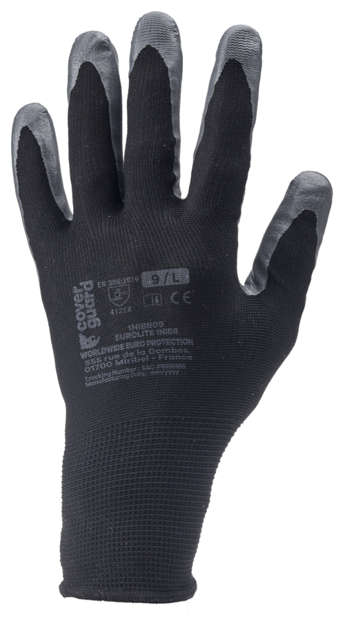 Gants EUROLITE 1NIBB J13 PE noir end. nitrile gris T10