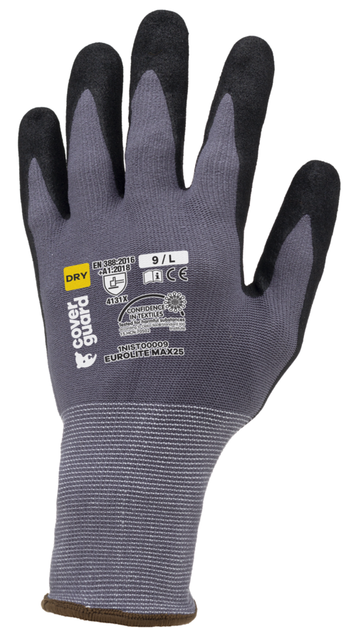 Gants EUROLITE MAX25 J15 PA gris end. sandy nit. noir T10
