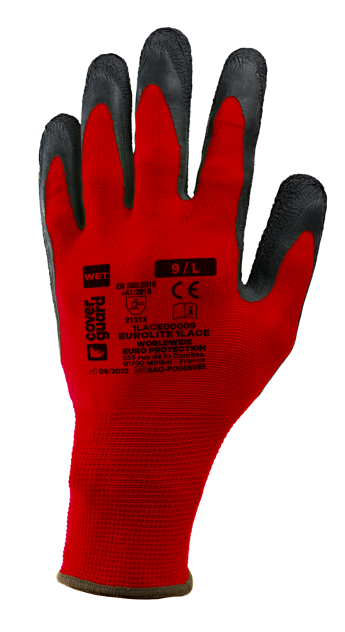 Gant EUROLITE 1LACE polyester rouge J13, end latex, T10