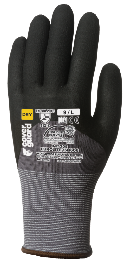Gants EUROLITE 15N5606 end. nitrile paume+3/4 dos T06