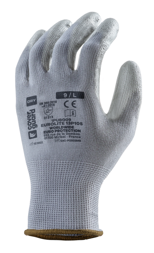 Gants EUROLITE 13P105 J13 PE gris end. PU gris T10