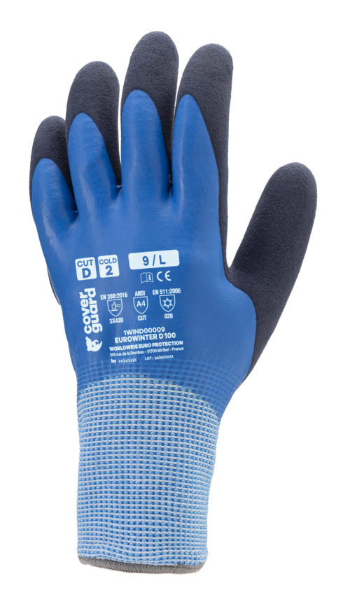 Gants EUROWINTER D100 J13 CUT D. HPPE latex 2 tricots T12