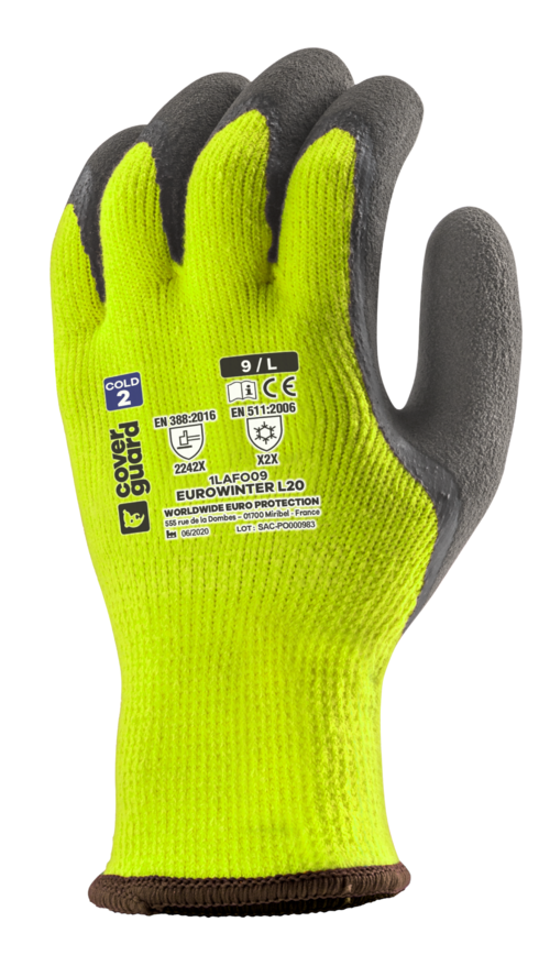 Gants EUROWINTER L20 J10 fourré acryl dble end.latex T8