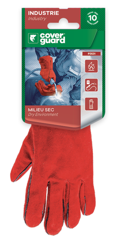 Gants EUROWELD 2631 croute vach rouge dblé molleton T10