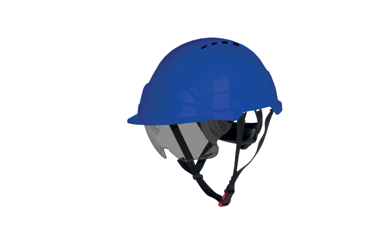 Casque de sécurité PHOENIX WIND ABS BLEU LUNETTES TEINTEES