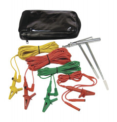 Kit de terre 3P 20m avec piquets et bobines rouge, jaune, vert