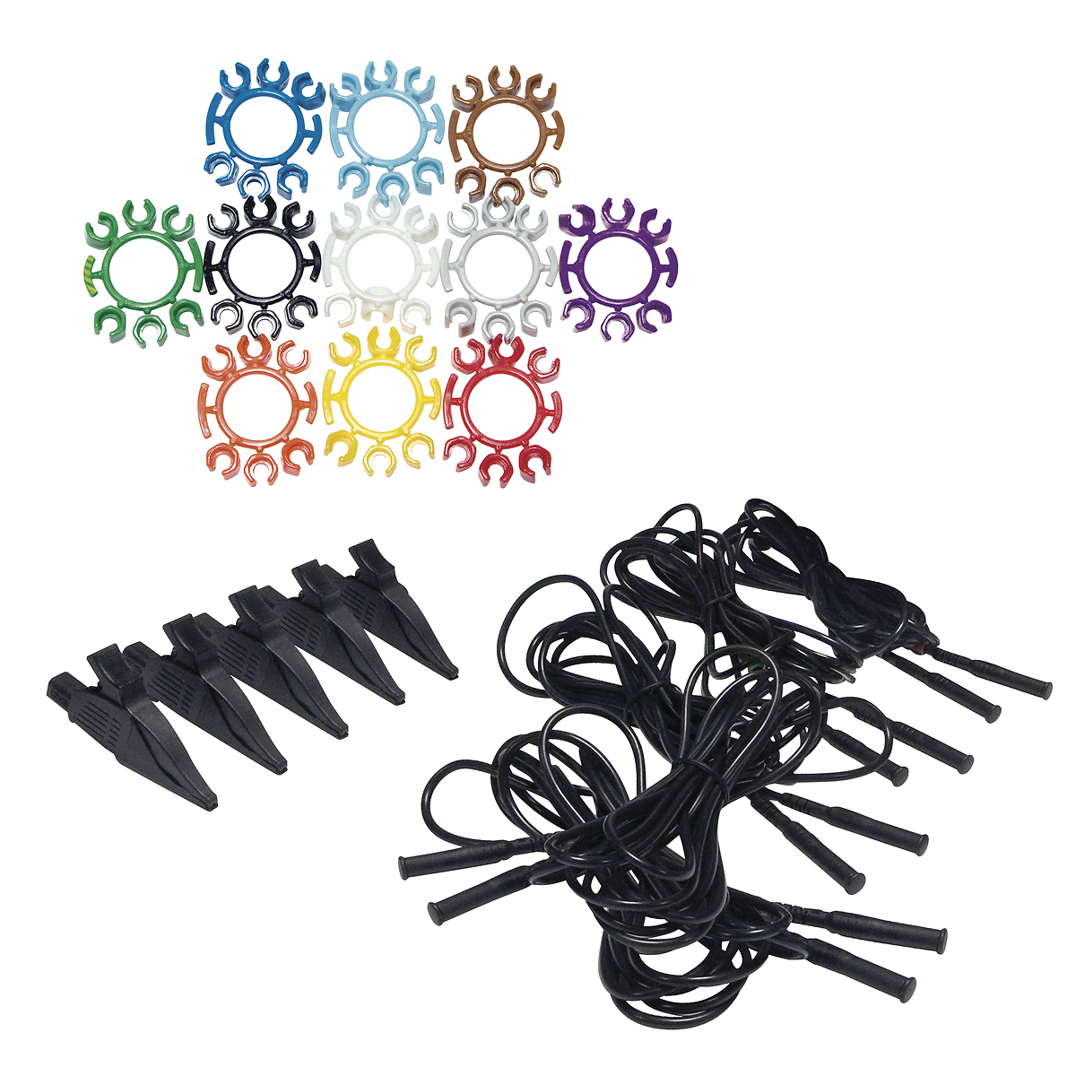 Kit de 5 x cordons et pinces crocodiles noir