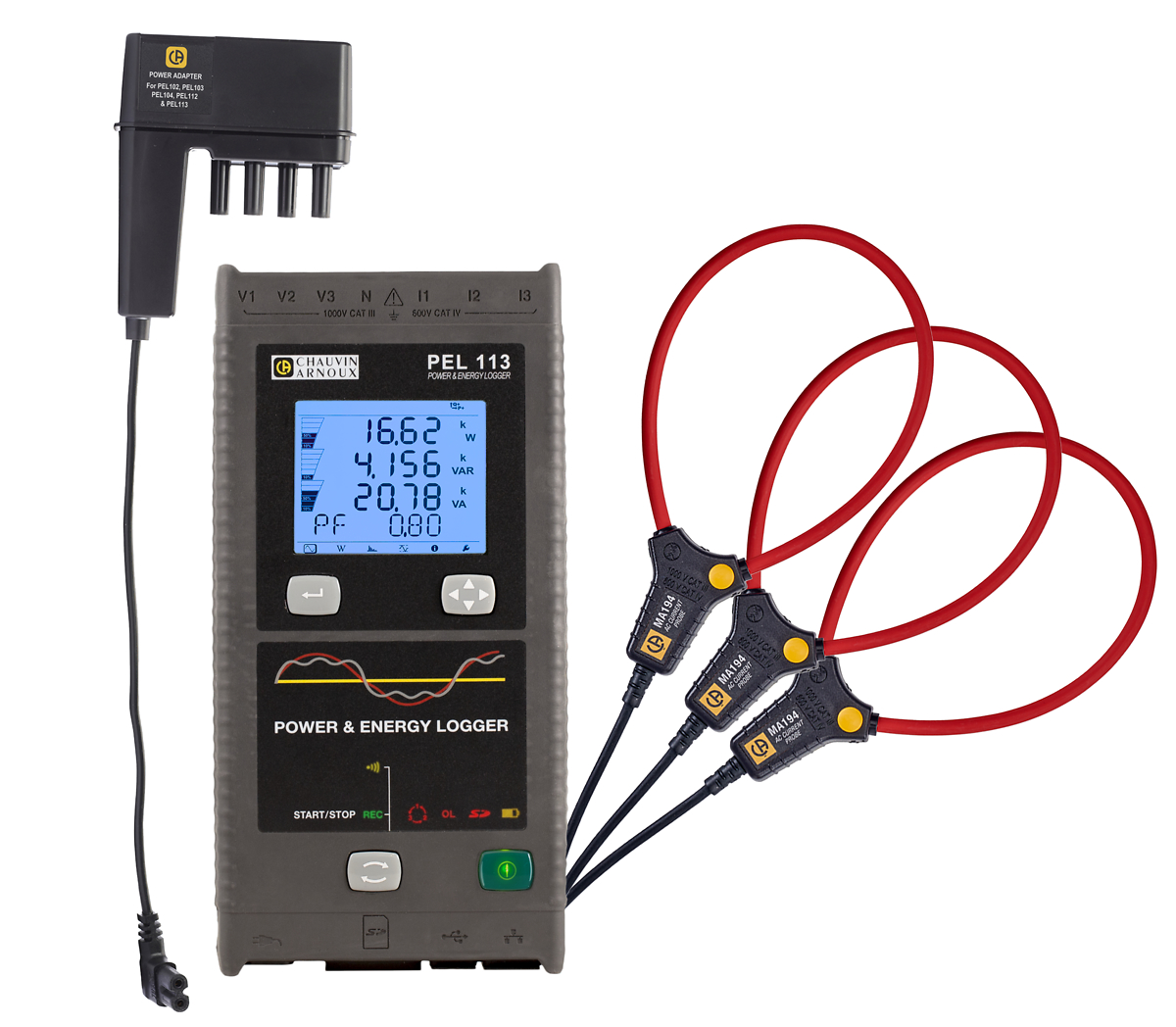 Enregistreur de puissance et d'énergie triphasé avec MA194-350 + Dataview