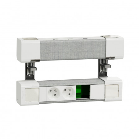 Unica System+ - Module bureau précâblé L - 2PC + USB A+C +VDI 2mod - blanc/tissu