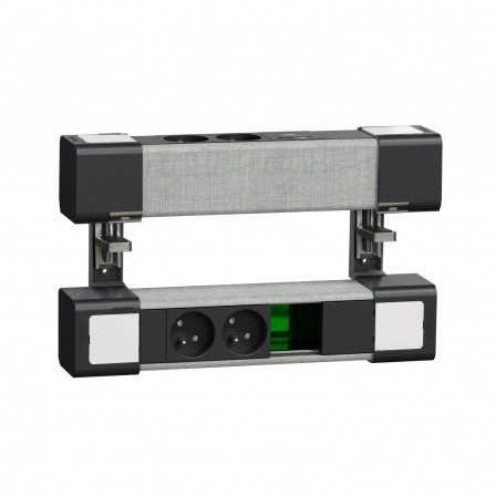 Unica System+ - Module bureau précâblé L - 2PC + USB A+C +VDI 2mod - Anth/tissu