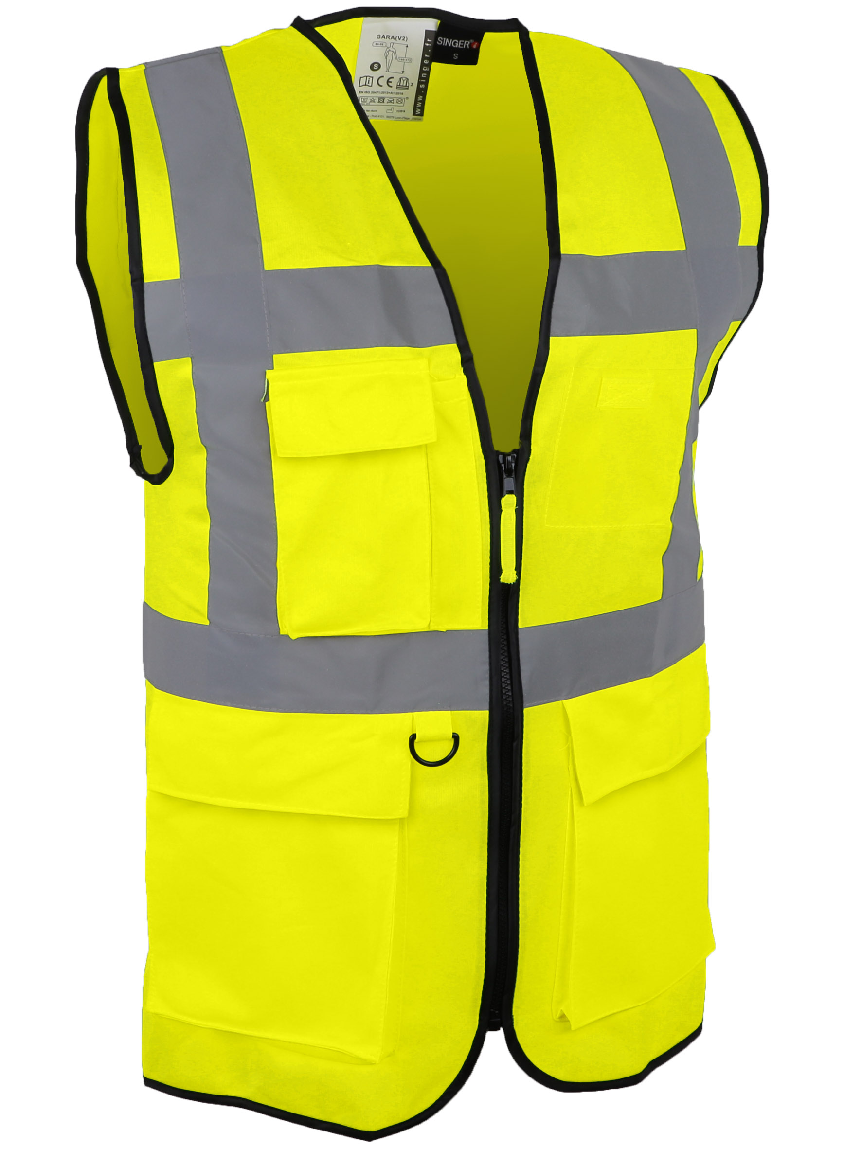 GILET HV JAUNE MULTIPOCHE, S