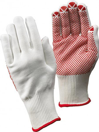 Gants tricotés Packer,avec des picots, blanc,T9