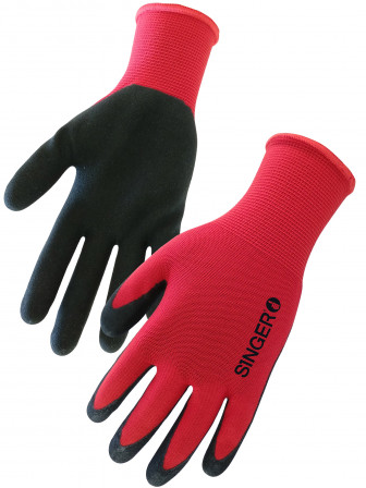 GANTS LATEX NOIR SUR POLY ROUGE 7