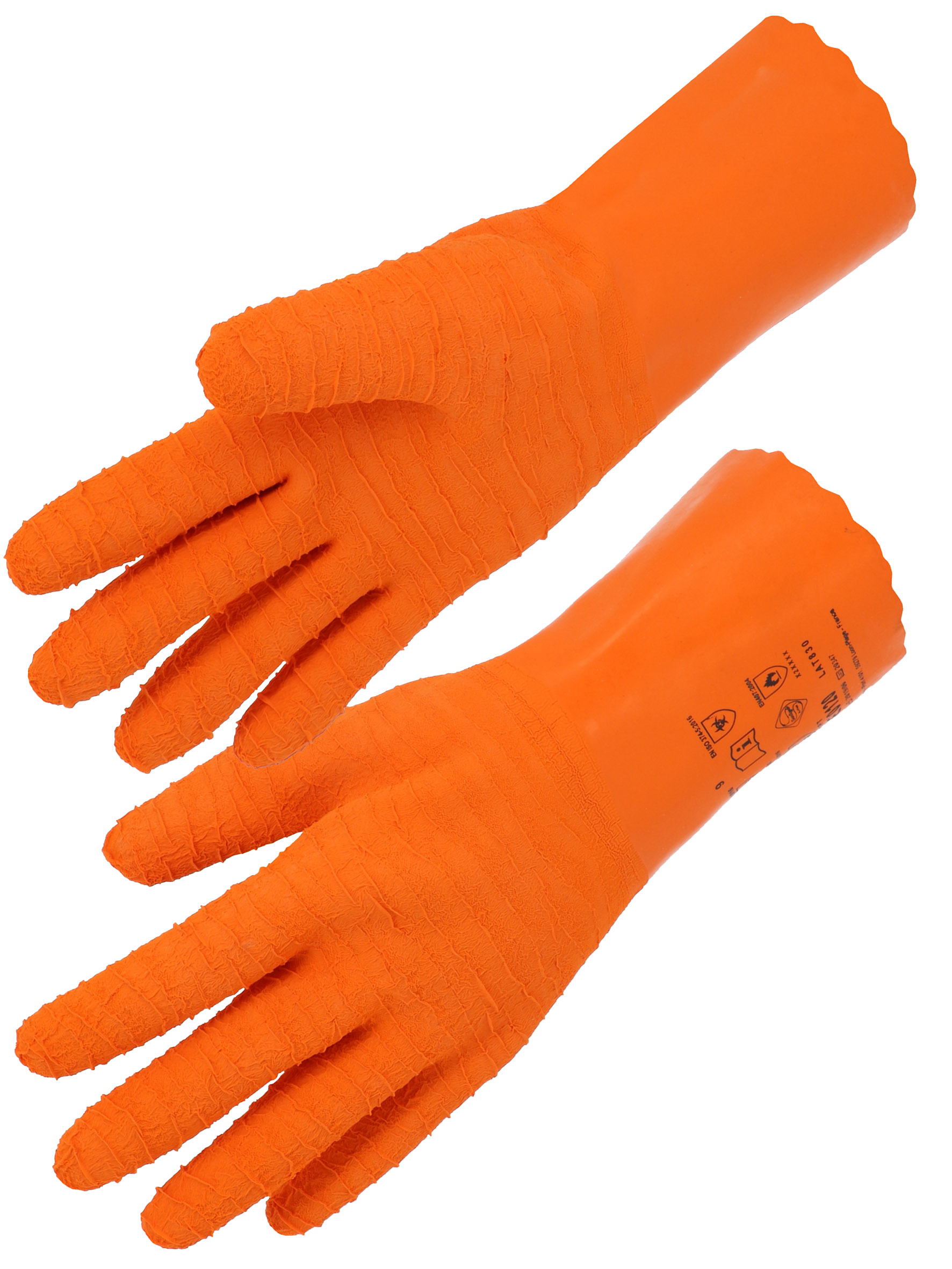 GANTS LATEX ORANGE/INTERLOCK 30CM 7