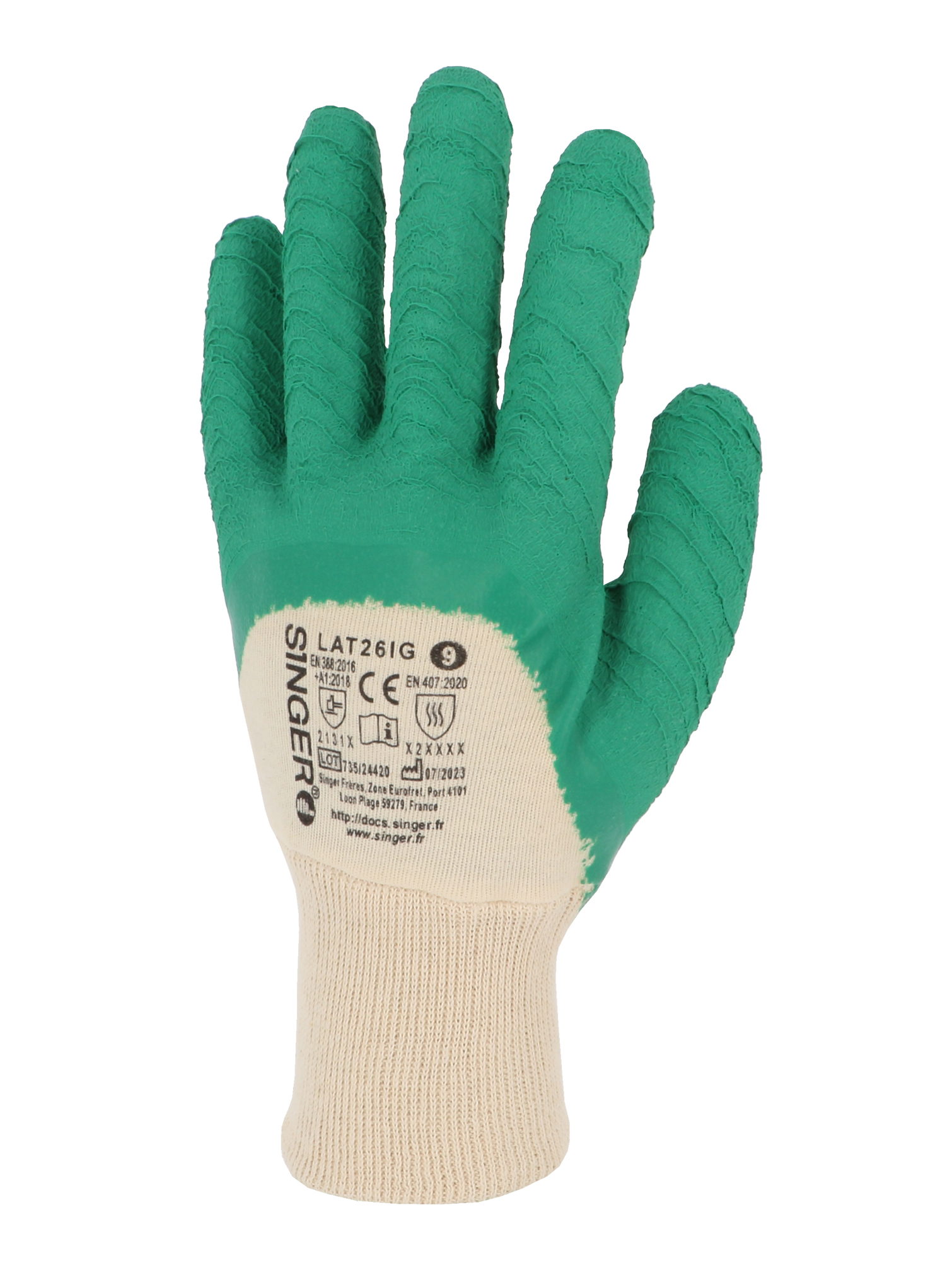 GANT LATEX VERT ENDUIT 10