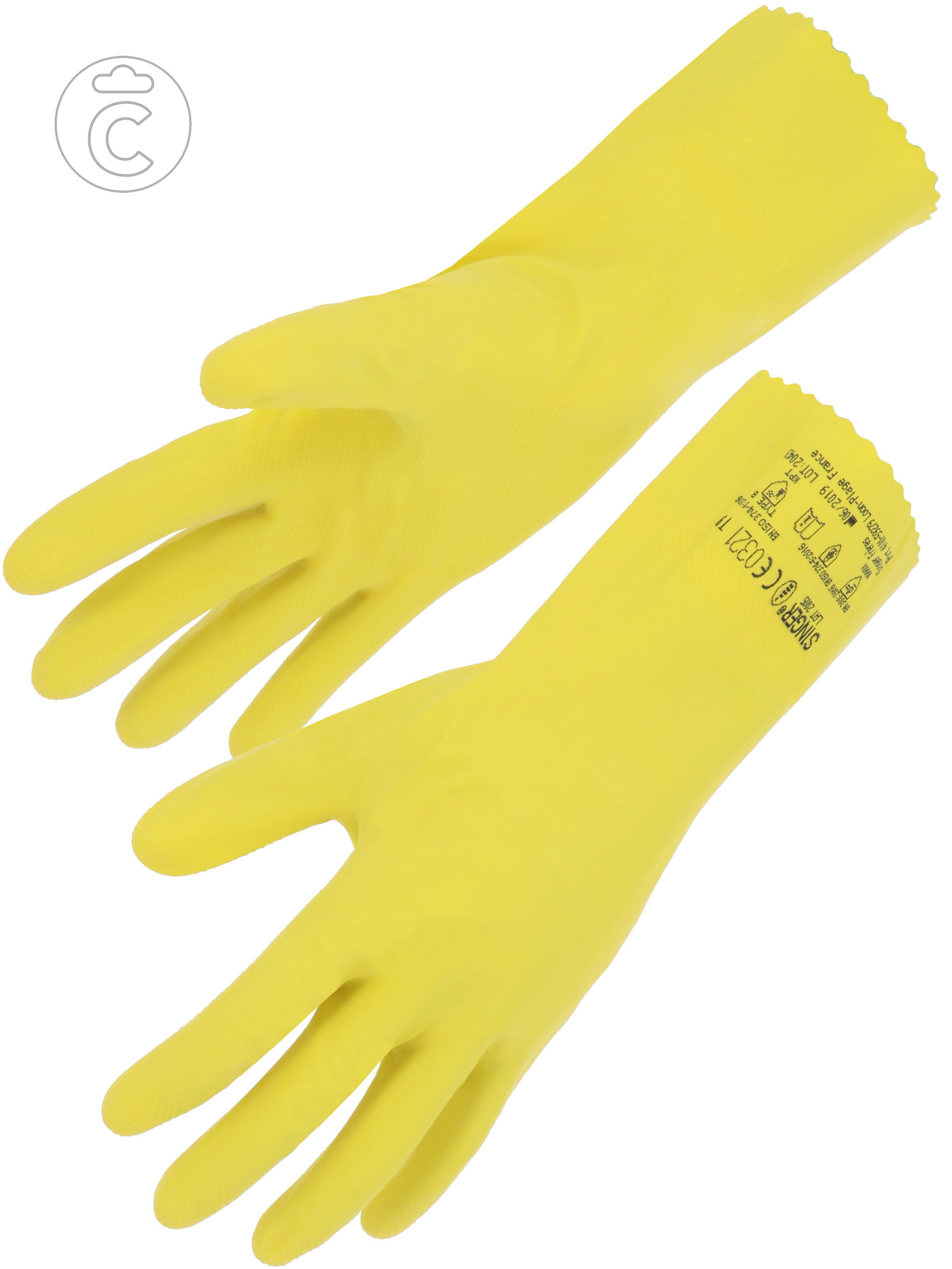 GANTS LATEX MENAGE JAUNE FLOQ. T10