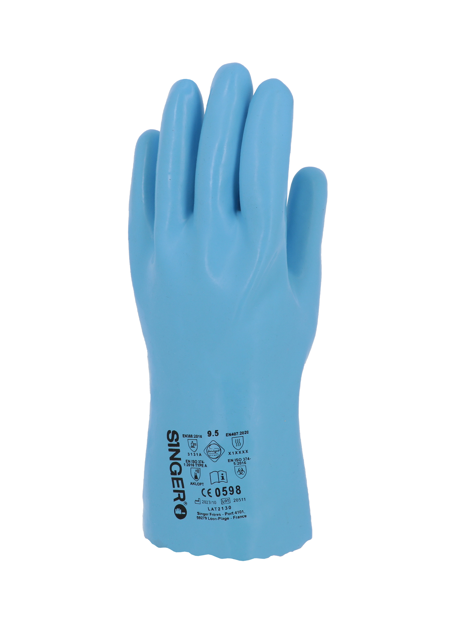 GANTS LATEX BLEU/INTERLOCK 30CM 6.5
