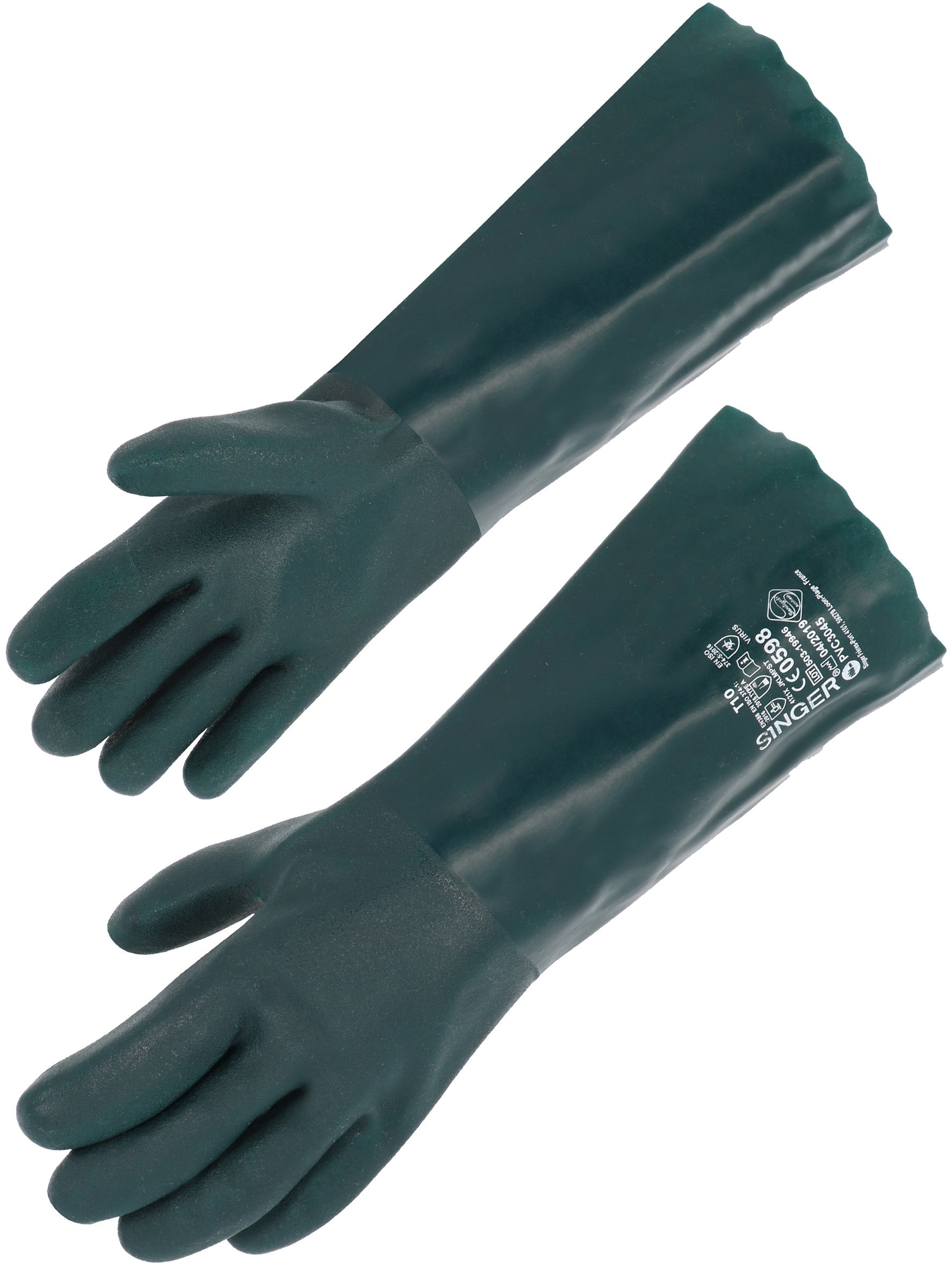 GANTS PVC VERT DBLE ENDUC. 40 CM 10