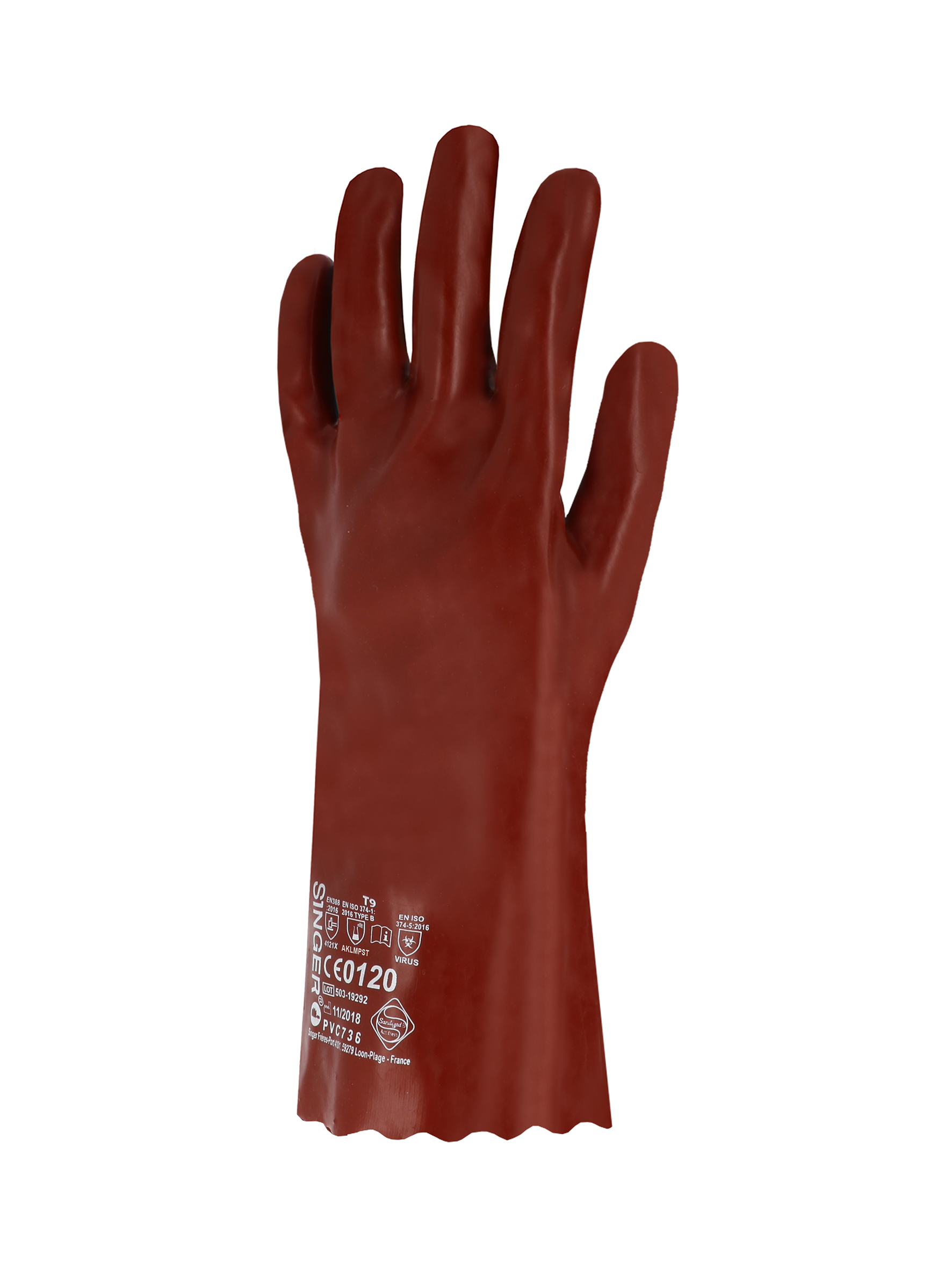 GANTS PVC ROUGE 36 CM T10 SUR CAV