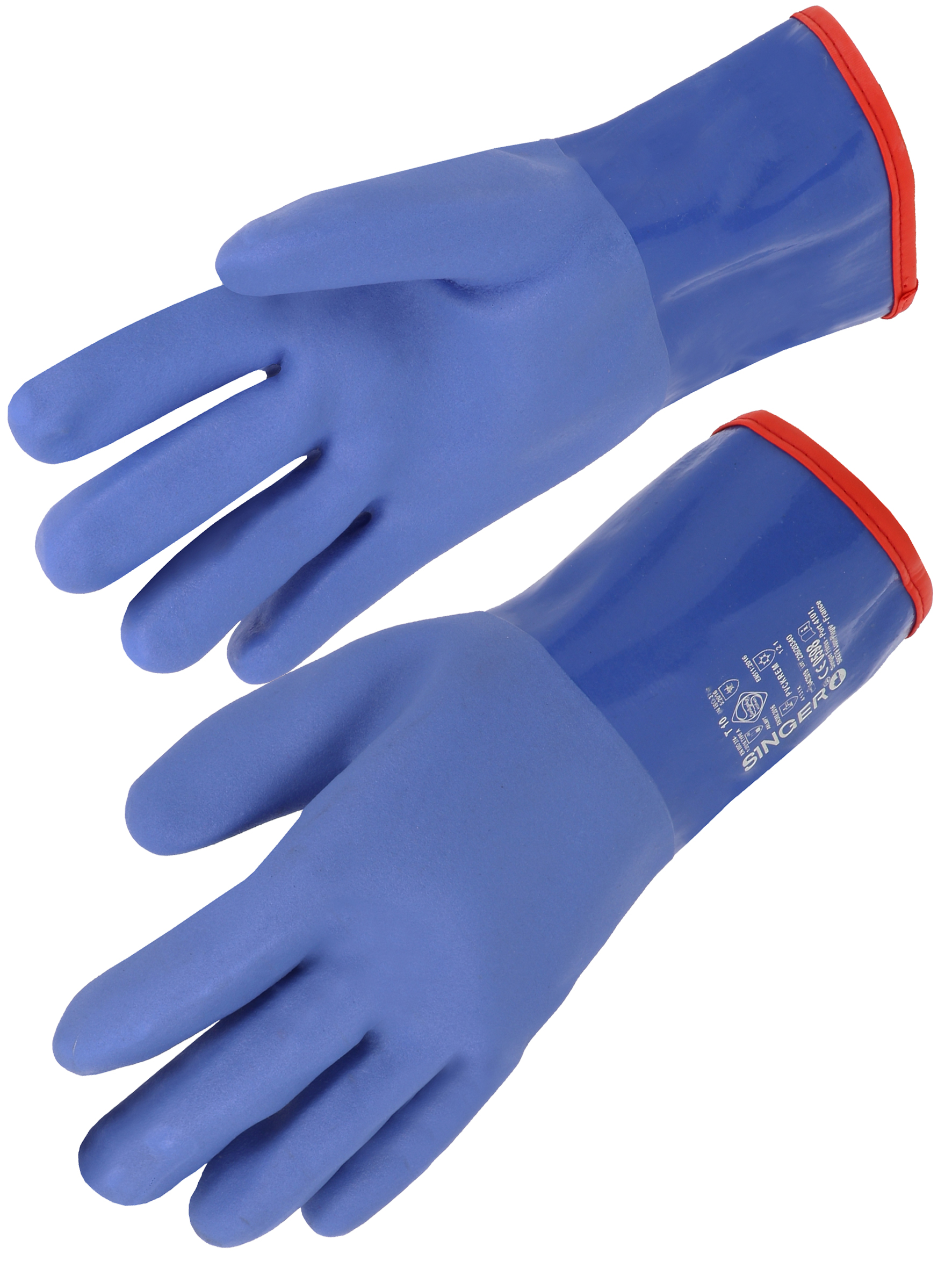 GANTS PVC BLEU 30CM DOUBLURE AMOVIBL