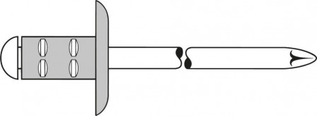 Rivet aveugle multiserrage alu/acier tête bombée 4,8x10mm 