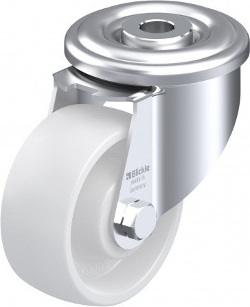 Roulette pivotante polyamide avec trou central