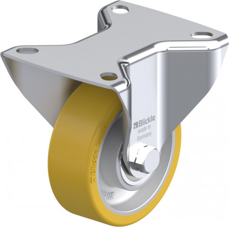 Roulette fixe bandage polyuréthane Extrathane® avec platine à visser