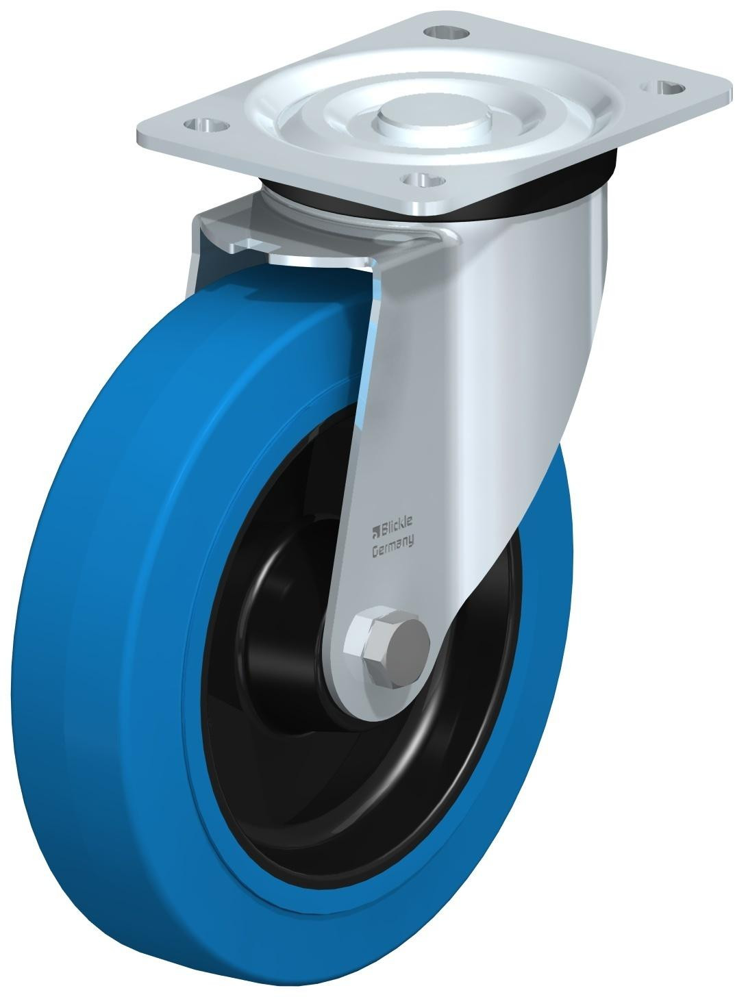 Roulette pivotante en tôle d’acier, version mi-lourde, avec platine à visser