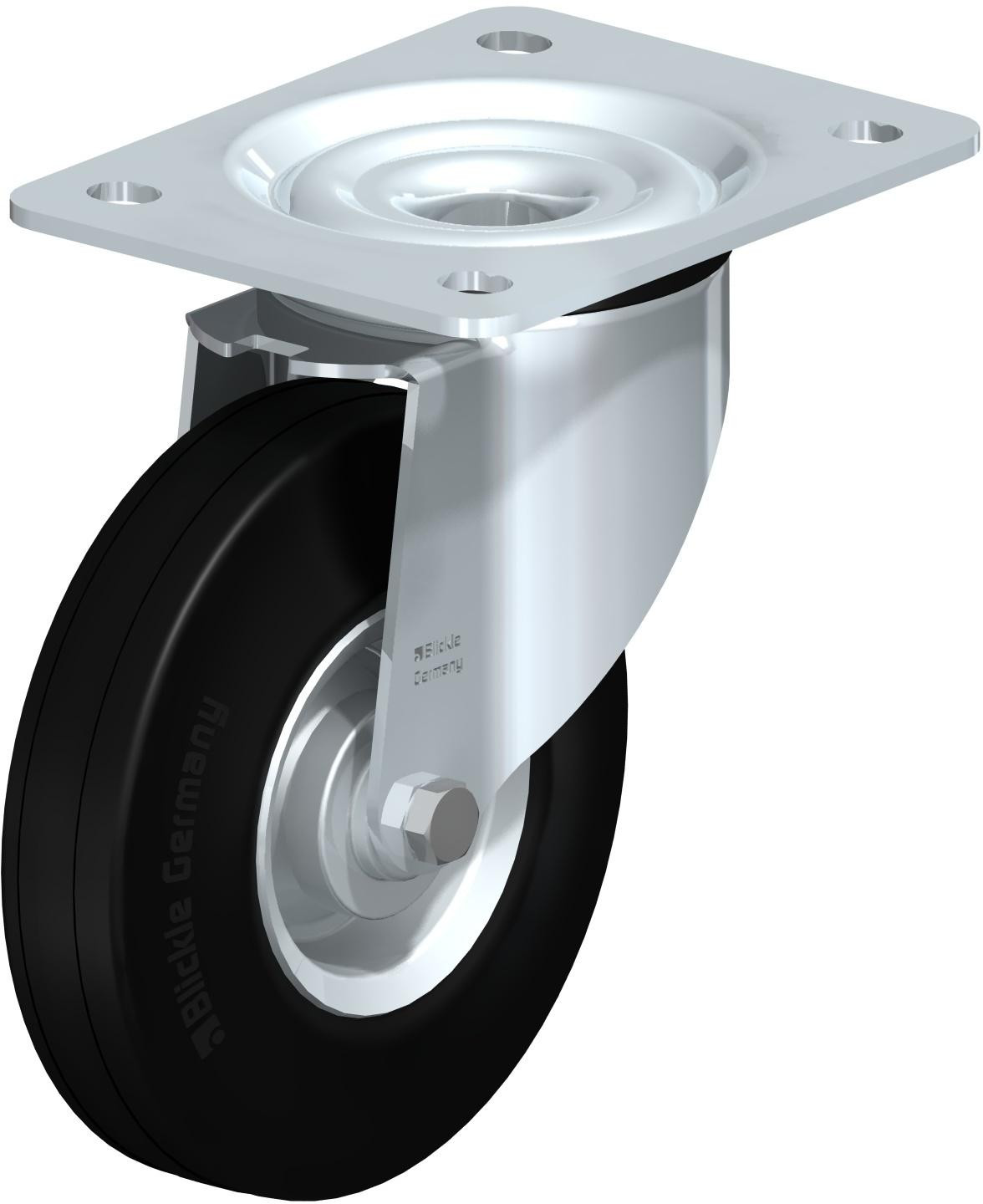 Roulette pivotante en tôle d’acier, version mi-lourde, avec platine à visser