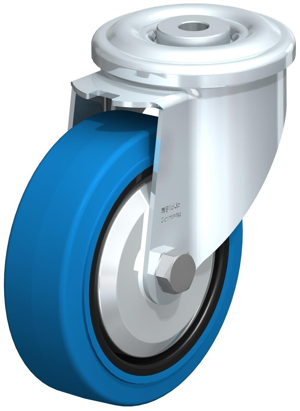 Roulette pivotante en tôle d’acier, version lourde, à trou central