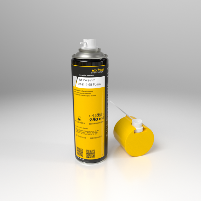 Lubrifiant innovant sous forme de mousse, Klübersynth NH1 4-68 Foam Aérosol 225 mL