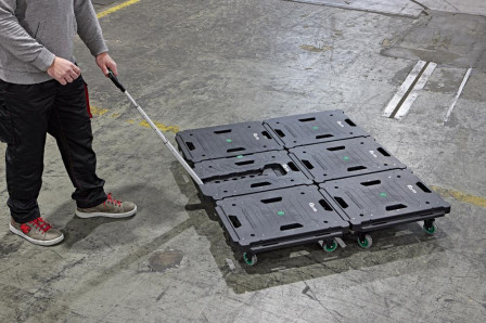 Rouleau multiusage 600x300mm, 130Kg Plastique 75mm, avec poignée 