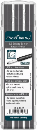 Lot de mines pour crayon de charpentier BIG Dry FORALL chantier graphite 