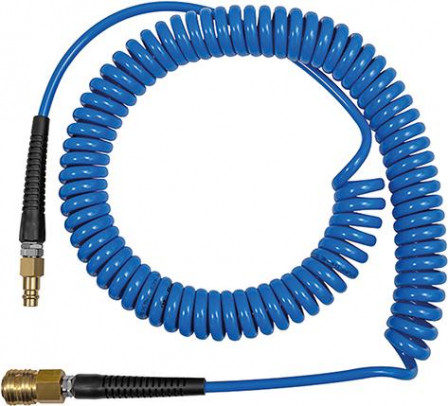 Tuyau flexible spirale PUbleu, raccord connecteur DN7,2 12x8mm, 7,5m 