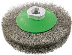 Brosse conique inox M14 ondulée 100x0,2mm 