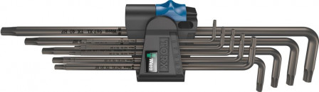 Jeu de clés mâles coudéeslongues avec porte-vis 9 pièces 