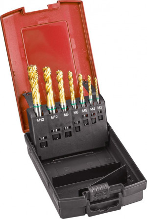 Jeu de tarauds machine HSSE TiN type UNI 6H trou borgne M3-M12 