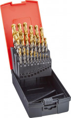 Jeu de forets hélicoïdauxDIN338 HSS TiN-TIP 1,0-1 0,0mm pas de 0,5mm 19 pièces 