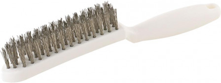 Brosse métallique avec poignée en plastique Fil. inox 0,35mm 4 rangées 