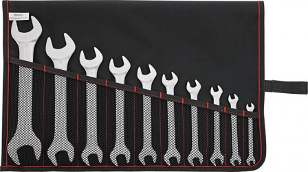 Jeu de clés à fourches doubles DIN3110 6-32mm 10 pièces dans une trousse enroulable 